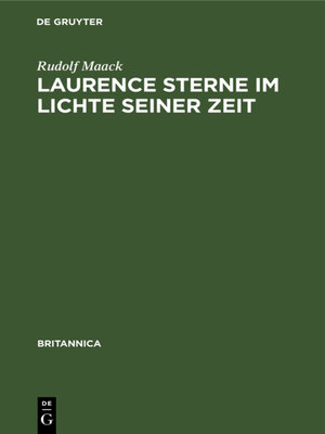 cover image of Laurence Sterne im Lichte seiner Zeit